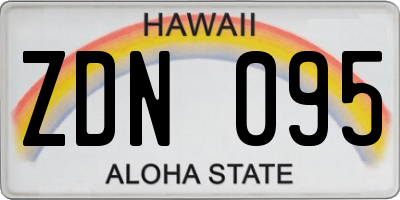 HI license plate ZDN095
