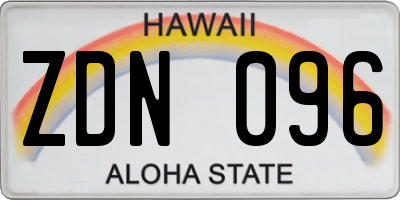 HI license plate ZDN096