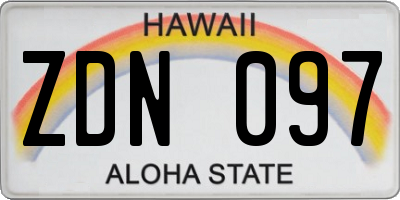HI license plate ZDN097