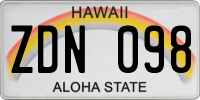 HI license plate ZDN098