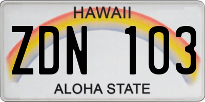 HI license plate ZDN103