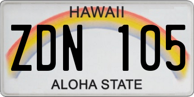 HI license plate ZDN105