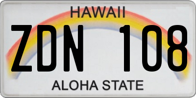 HI license plate ZDN108