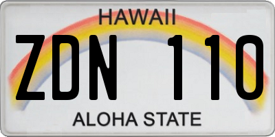 HI license plate ZDN110