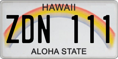 HI license plate ZDN111
