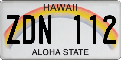 HI license plate ZDN112