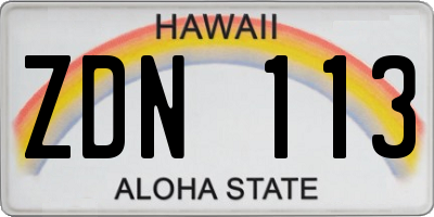 HI license plate ZDN113