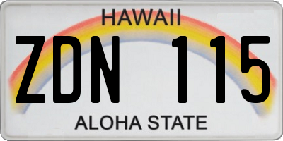 HI license plate ZDN115