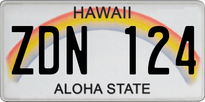 HI license plate ZDN124