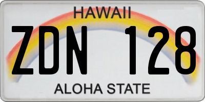 HI license plate ZDN128