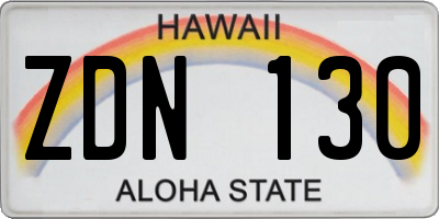 HI license plate ZDN130