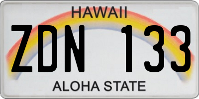 HI license plate ZDN133
