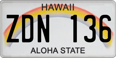 HI license plate ZDN136