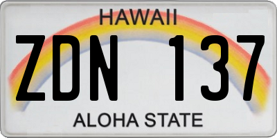 HI license plate ZDN137
