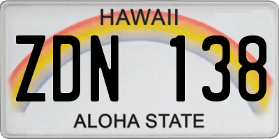 HI license plate ZDN138