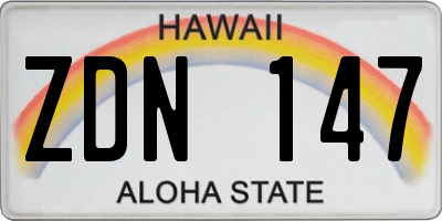 HI license plate ZDN147