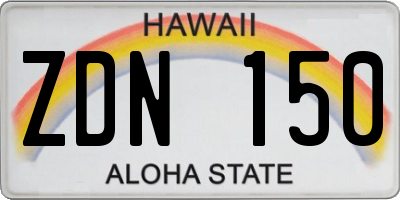 HI license plate ZDN150