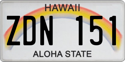 HI license plate ZDN151