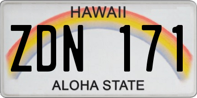 HI license plate ZDN171