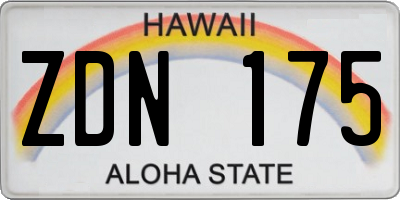 HI license plate ZDN175