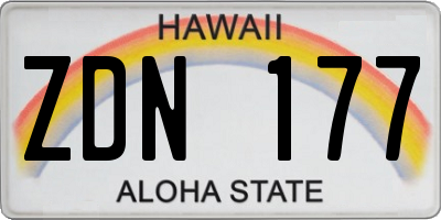 HI license plate ZDN177