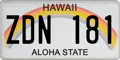 HI license plate ZDN181