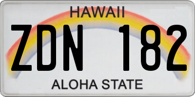 HI license plate ZDN182