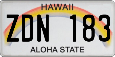 HI license plate ZDN183