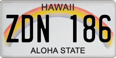 HI license plate ZDN186