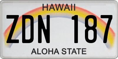 HI license plate ZDN187