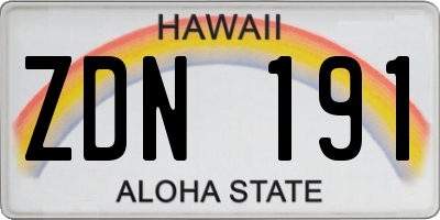 HI license plate ZDN191