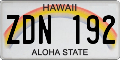 HI license plate ZDN192