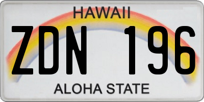 HI license plate ZDN196