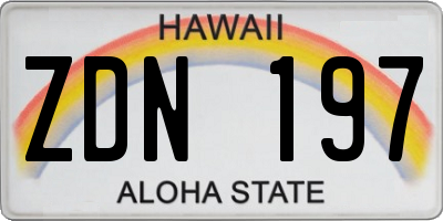 HI license plate ZDN197