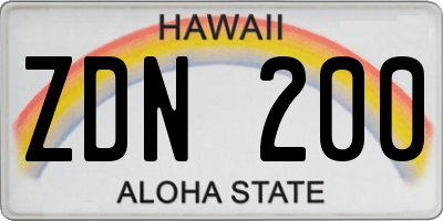 HI license plate ZDN200