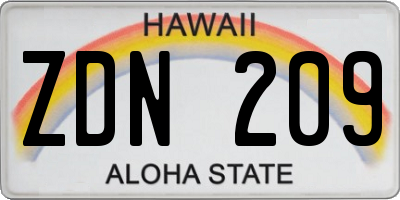 HI license plate ZDN209
