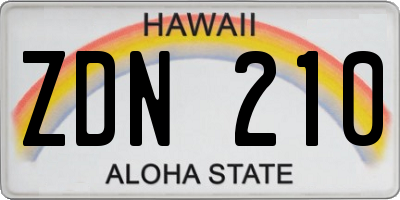 HI license plate ZDN210
