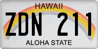 HI license plate ZDN211