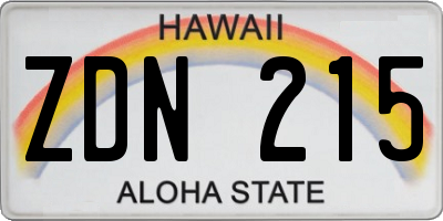 HI license plate ZDN215