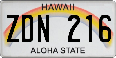 HI license plate ZDN216