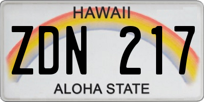 HI license plate ZDN217