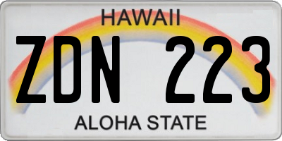 HI license plate ZDN223