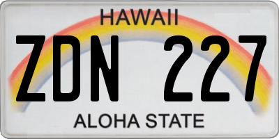 HI license plate ZDN227