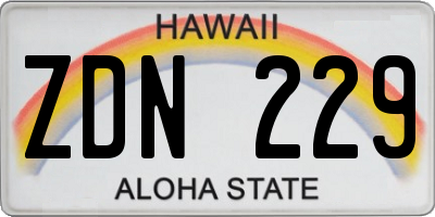 HI license plate ZDN229