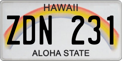 HI license plate ZDN231