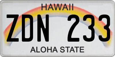 HI license plate ZDN233