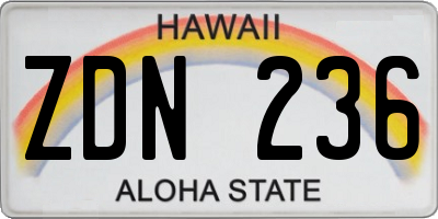 HI license plate ZDN236
