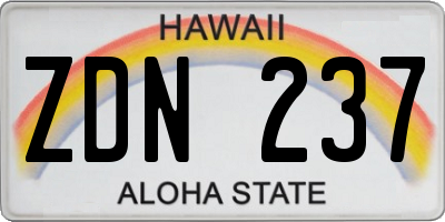 HI license plate ZDN237