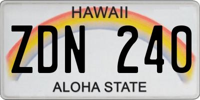 HI license plate ZDN240