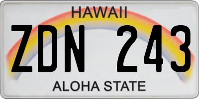 HI license plate ZDN243
